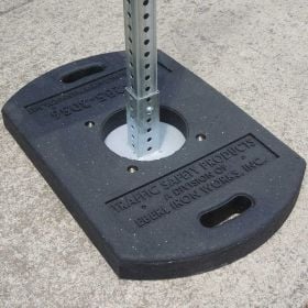 35 Lb Recycled Rubber Base w/ 5' Telespar Post & Hardware - PSK-5 (Options: 5 Foot Steel Signpost)