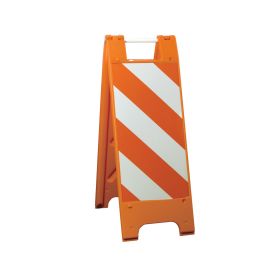 Plasticade Minicade A-Frame Sign Stand with Striped Sheeting - 155-HT12HIP Orange (Options: Orange, High Intensity Prismatic Grade Striped Sheeting)