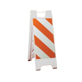 Plasticade Minicade A-Frame Sign Stand with Striped Sheeting - 155-HT12HIP White (Options: White, High Intensity Prismatic Grade Striped Sheeting)