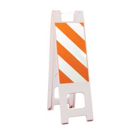 Plasticade Narrowcade A-Frame Sign Stand with Sheeting - 150-HT12HIP White (Options: White, High Intensity Prismatic Grade Striped Sheeting)