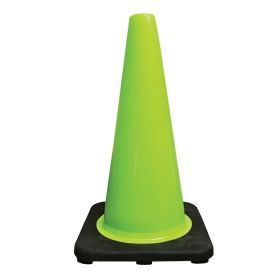 18" Traffic Cone Lime Green w/ black base, no reflective collars