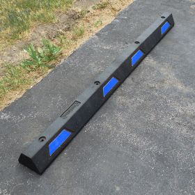 Park-It Stop Molded Recycled Rubber Parking Curb 6' Length - 16201B (Options: Blue Rubber, White Stripes, BlueRubber / White Stripes)