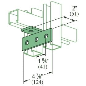 Unistrut P1821 EG: 4 Hole 90 Degree Angle Fitting, Electro Galvanized