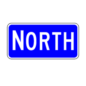 M3-1(IN): "Direction Marker (NORTH, Interstate)" Aluminum Sign, 24" x 12", Hi Intensity