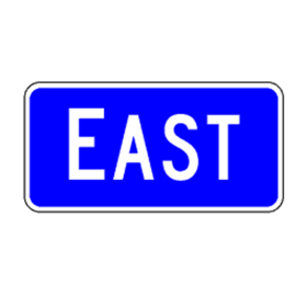 M3-2(IN): "Direction Marker (EAST, Interstate)" Aluminum Sign, 24" x 12", Diamond Grade