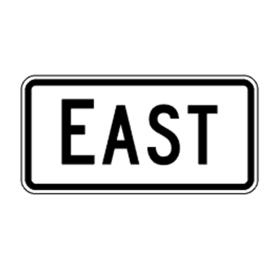 M3-2(NI): "Direction Marker (EAST, Non-Interstate)" Aluminum Sign, 24" x 12", Hi Intensity