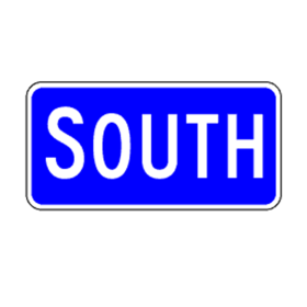 M3-3(IN): "Direction Marker (SOUTH, Interstate)" Aluminum Sign, 24" x 12", Engineer Grade