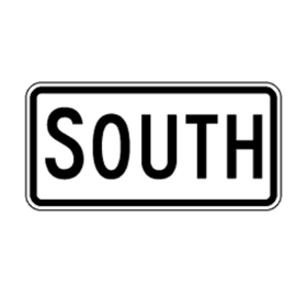 M3-3(NI): "Direction Marker (SOUTH, Non-Interstate)" Aluminum Sign, 30" x 15", Hi Intensity