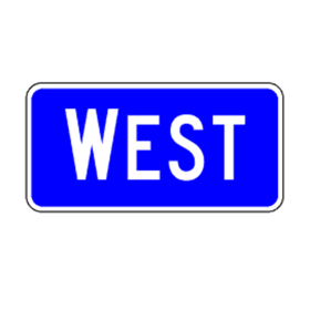 M3-4(IN): "Direction Marker (WEST, Interstate)" Aluminum Sign, 30" x 15", Hi Intensity