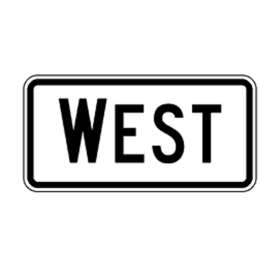 M3-4(NI): "Direction Marker (WEST, Non-Interstate)" Aluminum Sign, 30" x 15", Hi Intensity