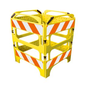 Yellow Safegate Manhole Guard with 4 Sections, Engineer Grade Sheeting