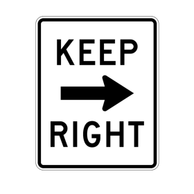 R4-7a Sign, KEEP RIGHT Sign with arrow - Traffic Safety Products