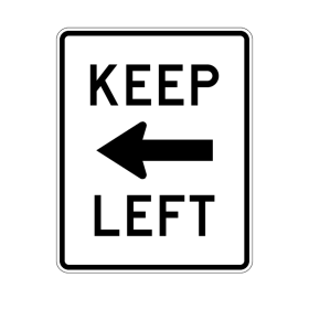 R4-8a Sign, KEEP LEFT Sign with arrow - Traffic Safety Products