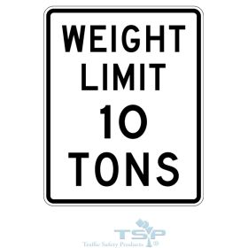 MUTCD R12-1 WEIGHT LIMIT 10 TONS SIGN
