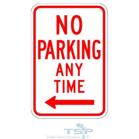 R7-1D: "NO PARKING ANY TIME w/ Double Arrow" Aluminum Sign, 12" x 18", Hi Intensity