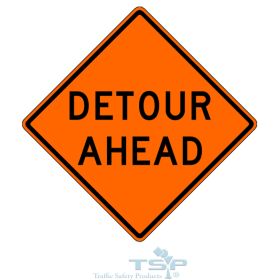 36" Vinyl Roll-Up Sign, Non-Reflective "DETOUR AHEAD" - 36V-W20-2