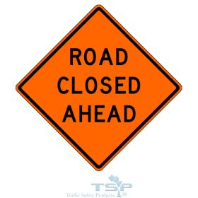 36" Vinyl Falsher-Style Roll-Up Sign, Non-Reflective "ROAD CLOSED AHEAD" - 36V-FLASH-W20-3