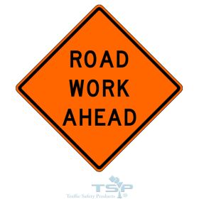 36" Vinyl Roll-Up Sign, Non-Reflective "ROAD WORK AHEAD" - 36V-W20-1