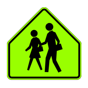 S1-1: "School (Symbol)" Aluminum Sign, 36" x 36", DG Fluorescent Yellow Green