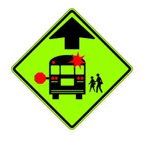 S3-1: School Bus Stop Ahead SYMBOL, 48" x 48", DG Fluorescent Yellow Green
