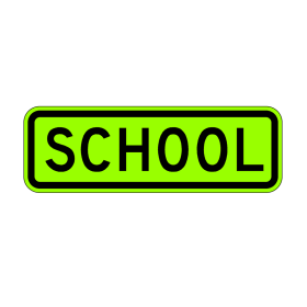 S4-3: "School" Aluminum Sign, 36" x 12", DG Fluorescent Yellow Green