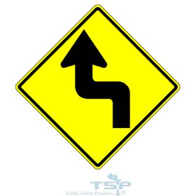 W1-3L: "Left Reverse Turn Ahead" Aluminum Sign, 18" x 18", Hi Intensity