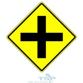 W2-1: "Cross Road (Symbol)" Aluminum Sign, 36" x 36", Diamond Grade