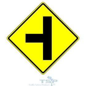 W2-2L: "Left Side Road Ahead" Aluminum Sign, 18" x 18", Hi Intensity