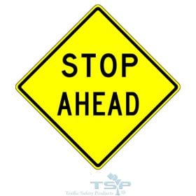 W3-1a: Stop Ahead Text Sign, 18" x 18", Engineer Grade