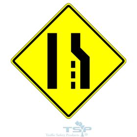 W4-2L: Left Lane Ends Graphic Sign, 48" x 48", Hi Intensity