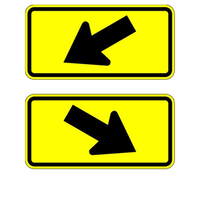 W16-7P Sign | Diagonal Arrow Warning - Traffic Safety Products
