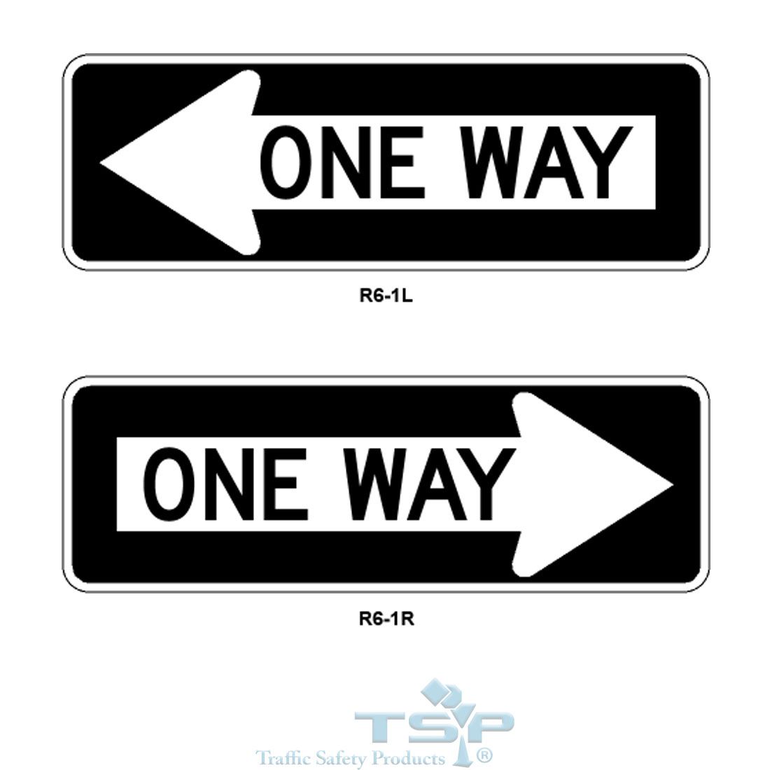 R6-1 (R/L), One Way Signs, Various Sizes and Reflectives
